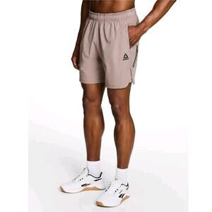 Reebok Men's Lightweight Breathable Woven Active Shorts Zip Pockets Brown Small